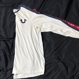 True Religion White Shirt with Red and Blue Accents